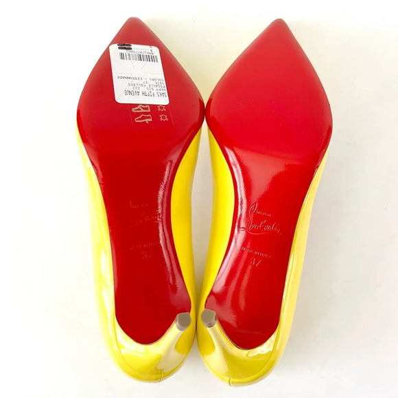 CHRISTIAN LOUBOUTIN | Pigalle Follies 85 Patent Leather Yellow Citronnade US 7 - Picture 12 of 15
